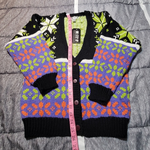 Rare New Vintage One Step Up Geometric Sweater~Cardigan~Unisex~Small~80's - Picture 6 of 10